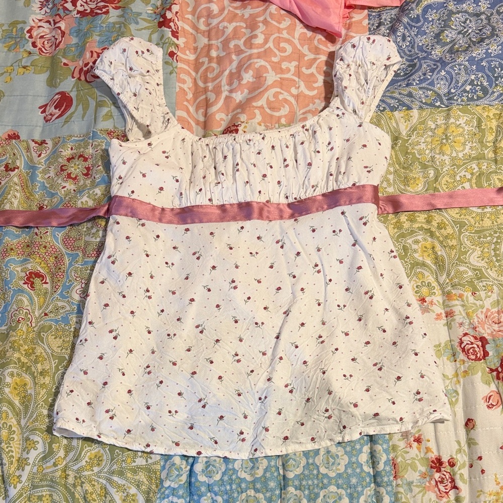 Hollister floral satin tie babydoll top